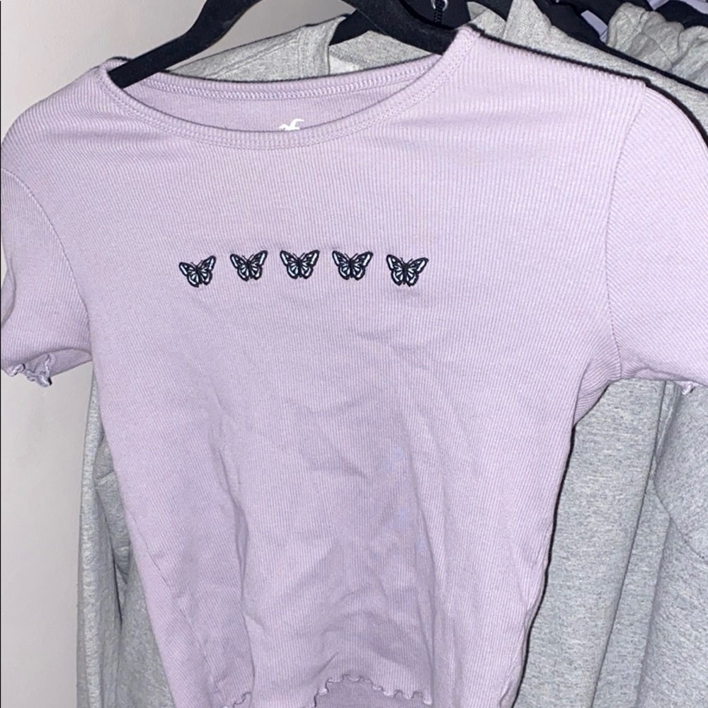 Hollister purple baby tee. Sorry abt the wrinkles